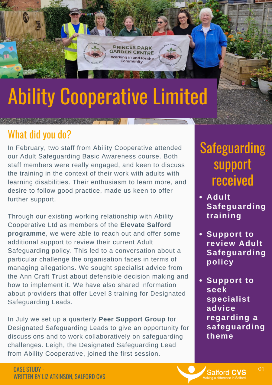 Ability Cooperative Limited safeguarding case study