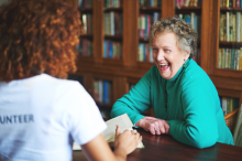 Volunteer and woman