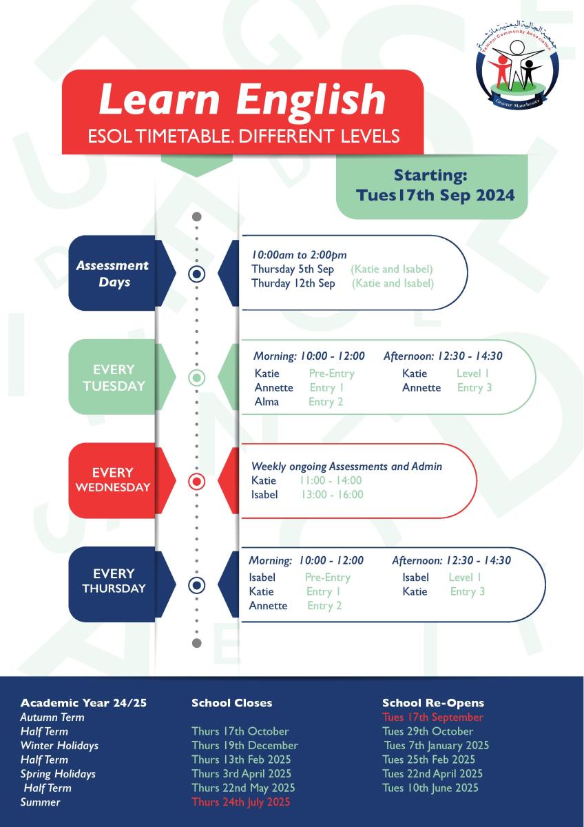 ESOL timetable